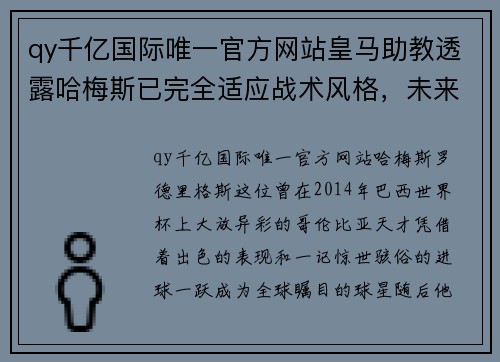 qy千亿国际唯一官方网站皇马助教透露哈梅斯已完全适应战术风格，未来将成关键角色 - 副本